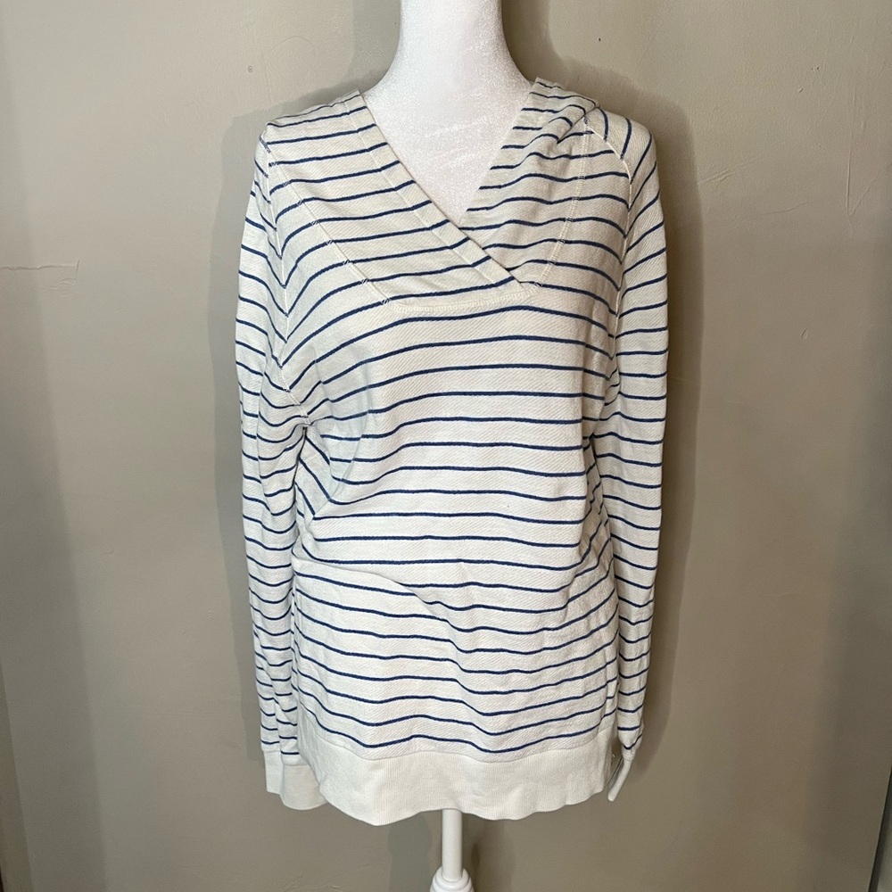 Vineyard Vines Blue & White Striped V-Neck Hoodie Size Small